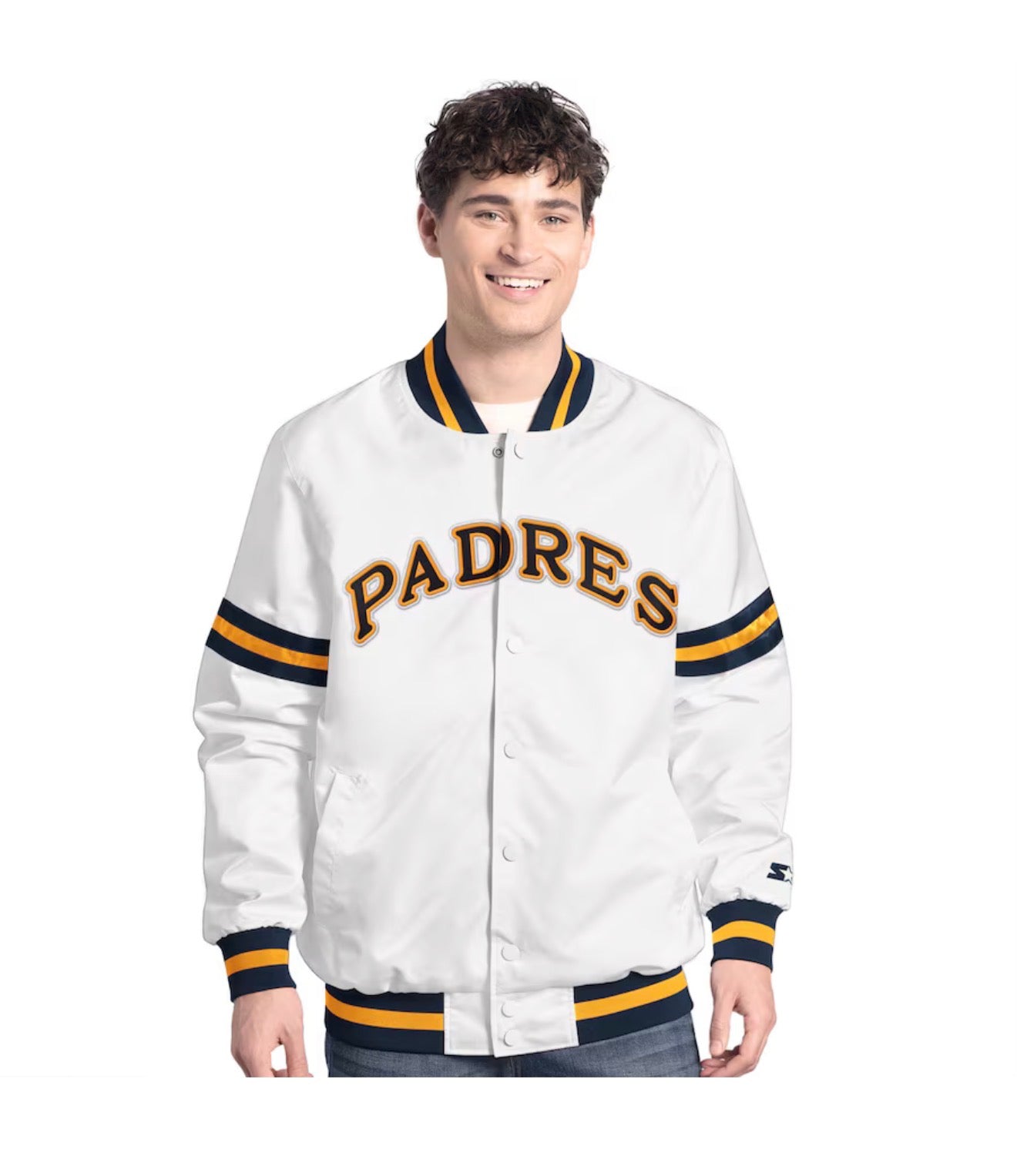 Men's White San Diego Padres Cooperstown Scout Full-Snap Varsity Jacket