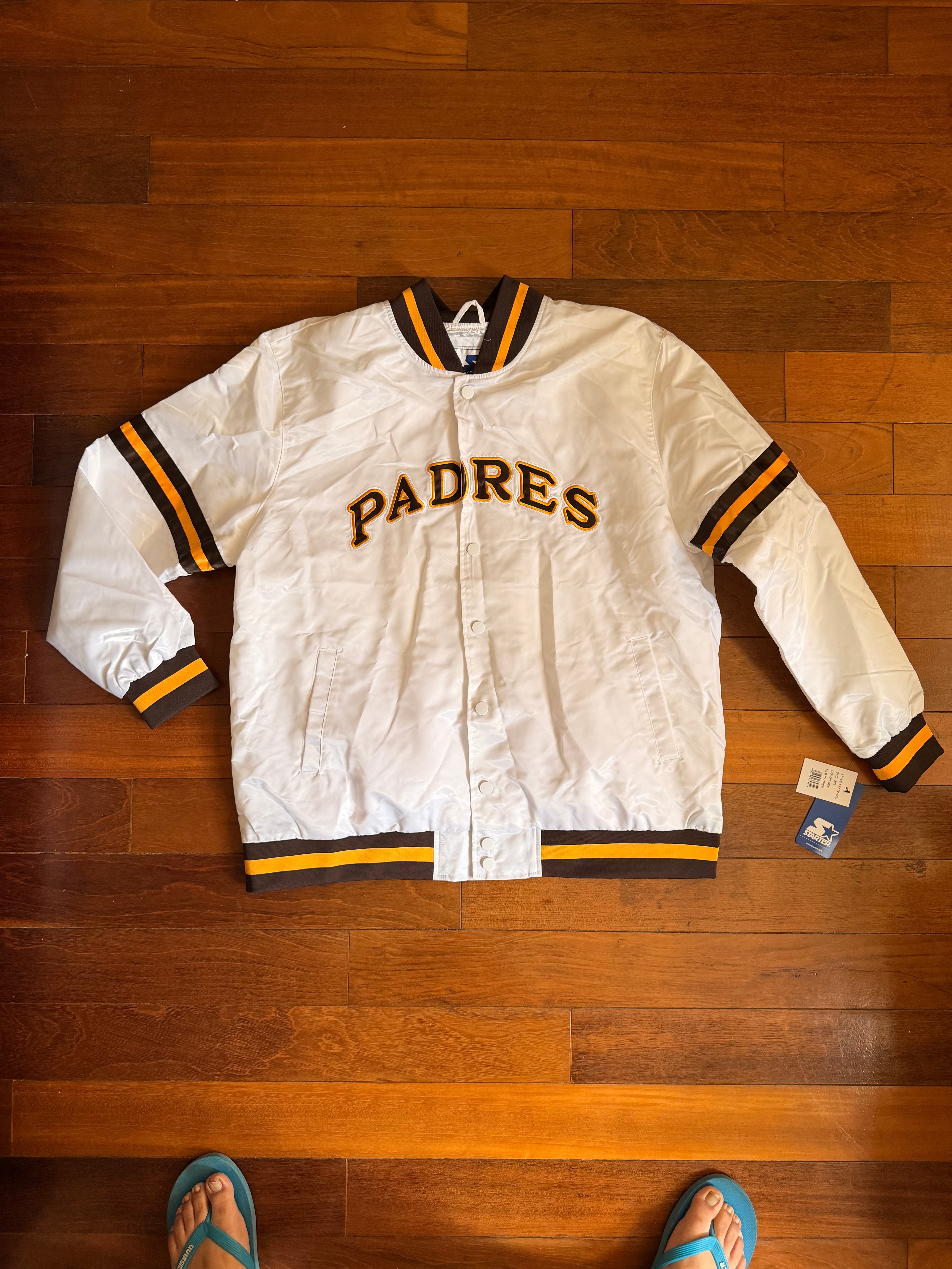 Men's White San Diego Padres Cooperstown Scout Full-Snap Varsity Jacket